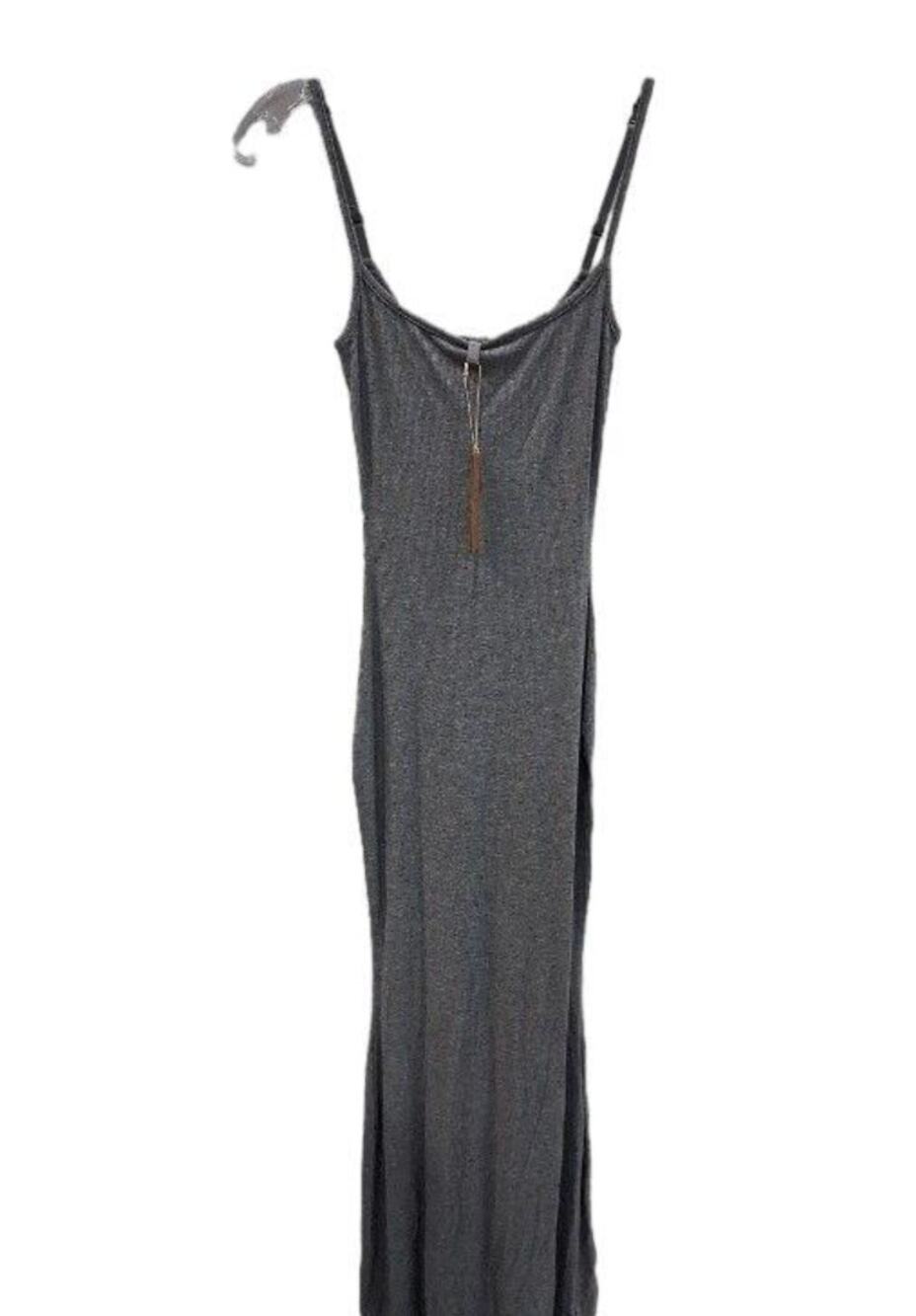 SKIMS Soft Lounge Long Slip Dress XS Heather Grey Ribbed Bodycon Maxi Gray NWT